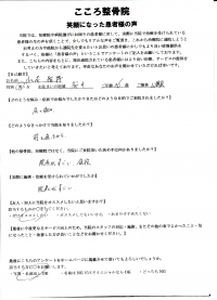 20代　男性【肩の痛み　院長がすごい】　アンケート用紙